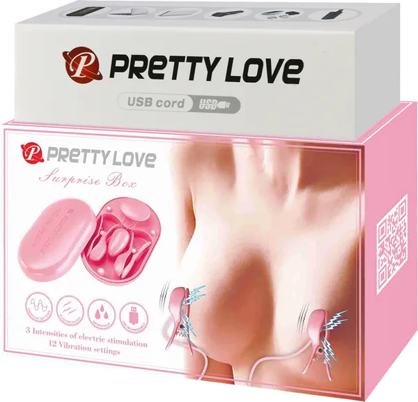 Female Sex Toys Pretty Love Shock Vibrating Nipple Clamps Surprise Box Multiple Colours