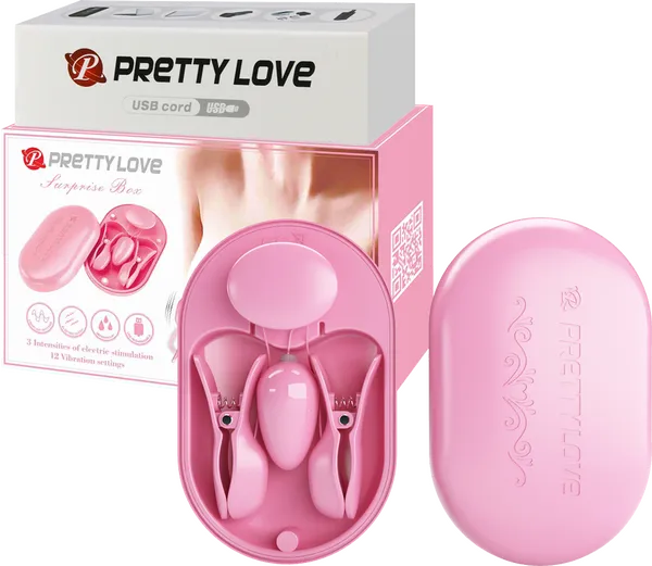 Female Sex Toys Pretty Love Shock Vibrating Nipple Clamps Surprise Box Multiple Colours