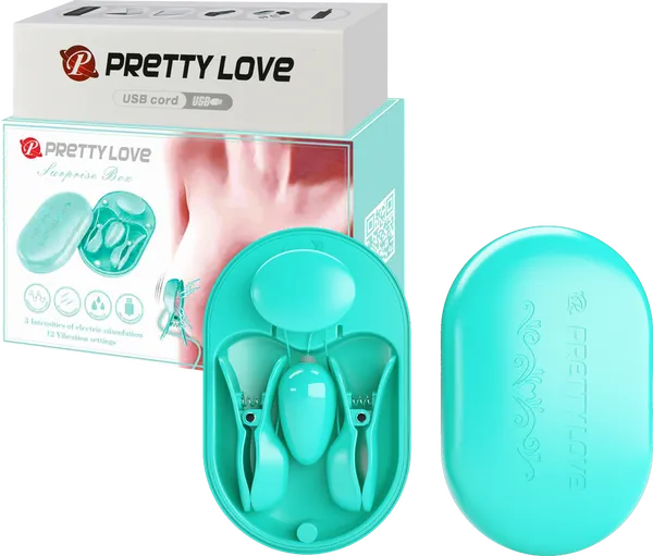 Female Sex Toys Pretty Love Shock Vibrating Nipple Clamps Surprise Box Multiple Colours
