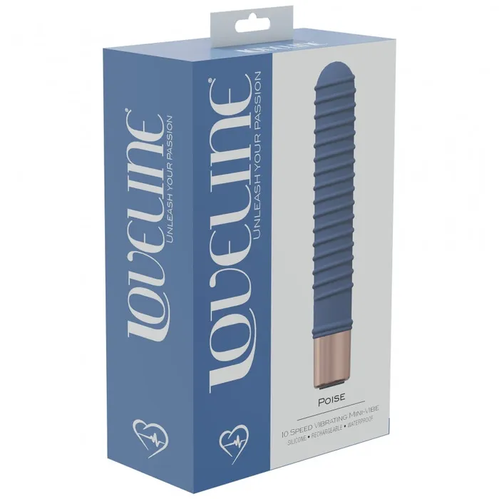 Loveline LoveLine Poise 10 Speed MiniVibe Silicone Rechargeable Waterproof BlueGrey Vibrators