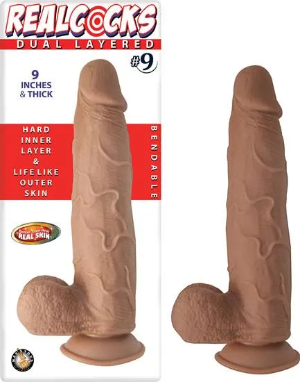 Real Cocks Real Cocks Dual Layered 9 Brown Thick 9 Inches Dildo Dildos