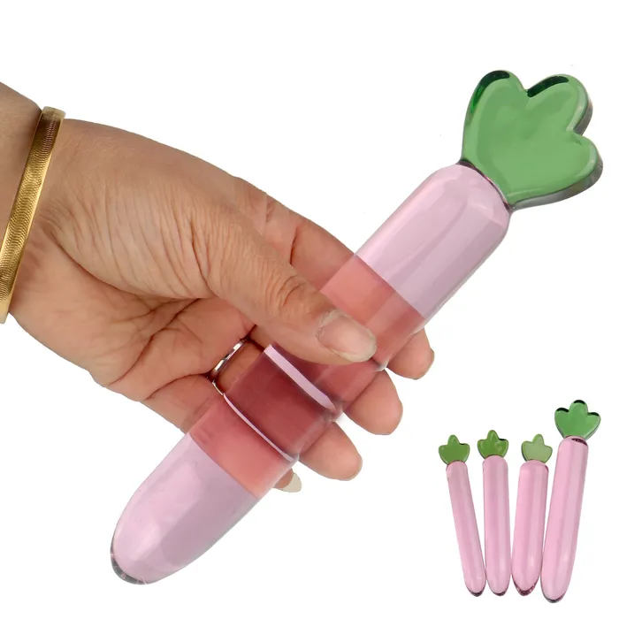 Anal Pink Carrot Glass Dildo Butt Plug 