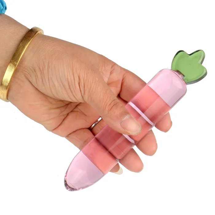 Anal Pink Carrot Glass Dildo Butt Plug 