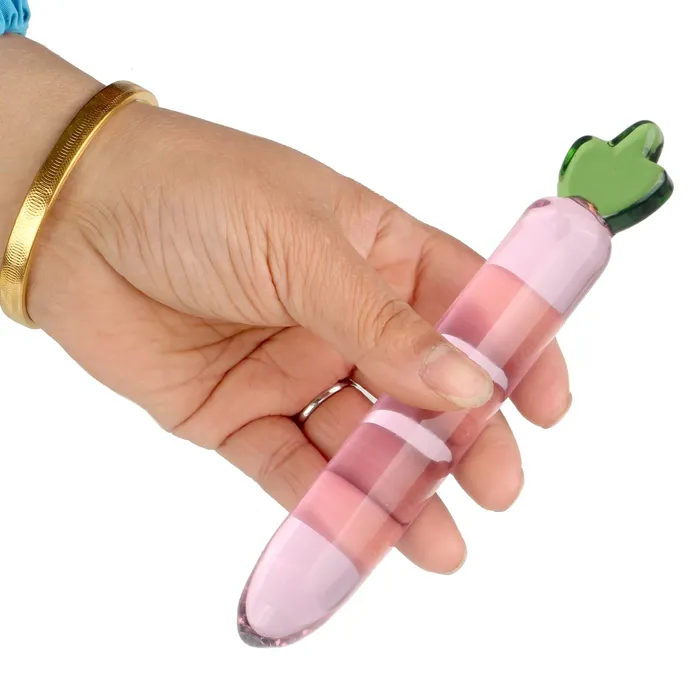Anal Pink Carrot Glass Dildo Butt Plug 