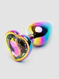 Anal Pleasure Zones Rainbow Small Medium size set Heart shape Crystal Metal anal beads butt plug Jewellery sex toy for female male