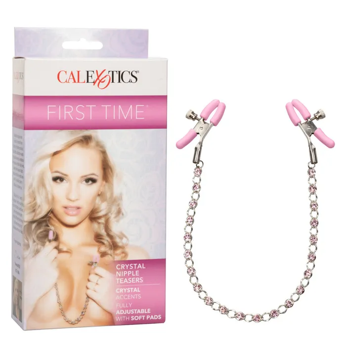 California Exotic Novelties Female Sex Toys Metal nipple clamps with chain with crystals First Time nipple teasers