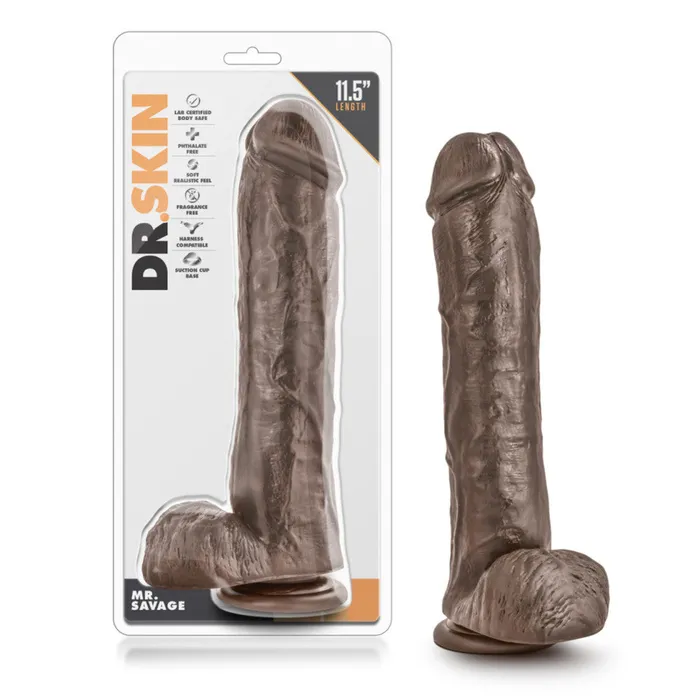 Female Sex Toys Blush Big realistic dildo with testicles Mr Savage brown