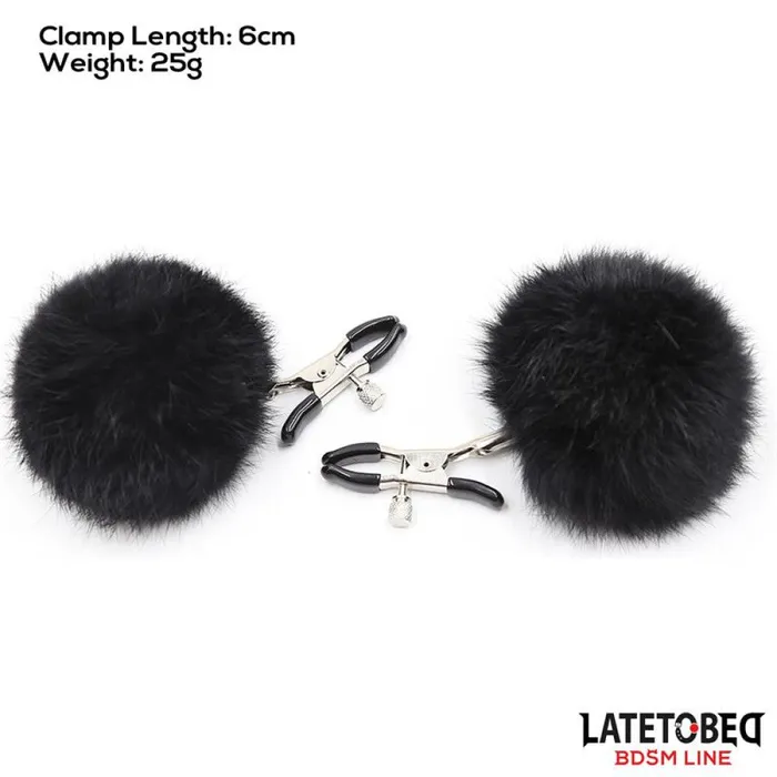 Fluffy Fur Ball Nipple Clamps Latetobed Male Sex Toys