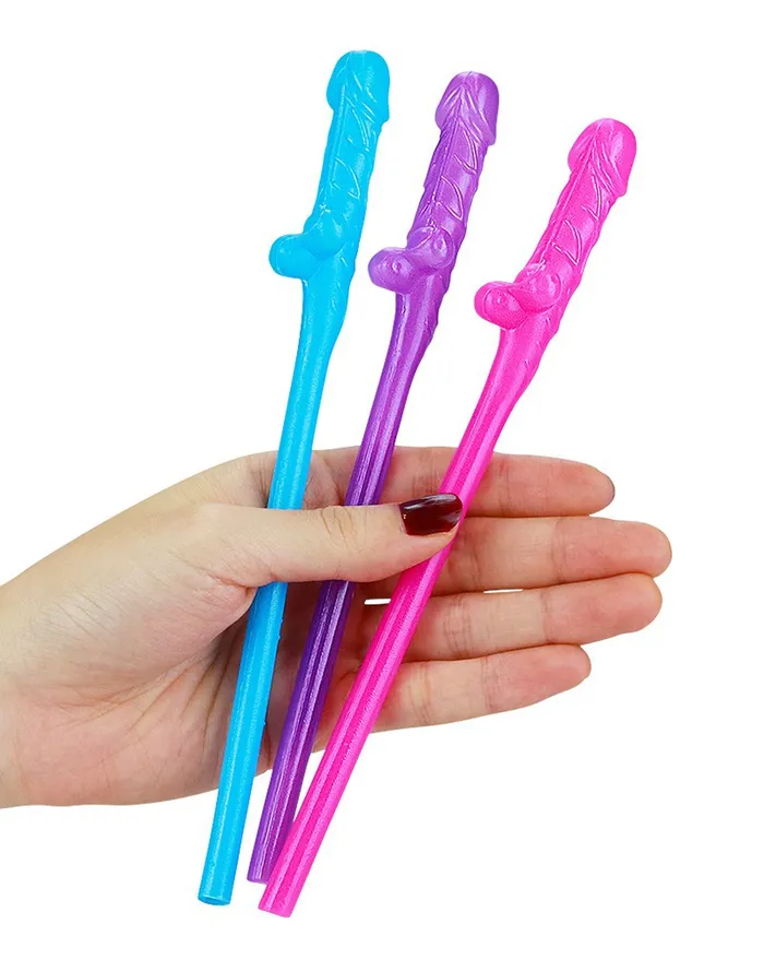 Multicolour Willy Straws Pack of 9 Lovetoy Male Sex Toys