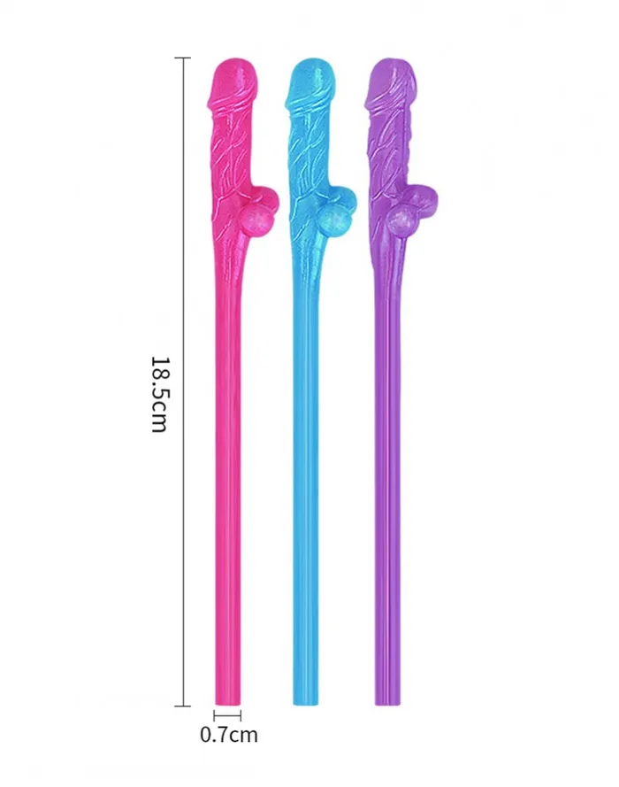 Multicolour Willy Straws Pack of 9 Lovetoy Male Sex Toys