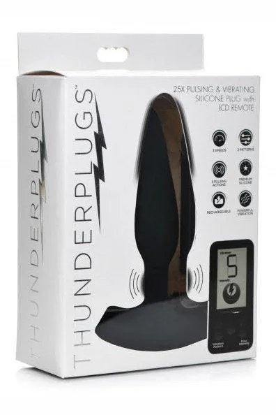 25X Pulsing and Vibrating Silicone Plug with Remote Sex On the Go Male Sex Toys