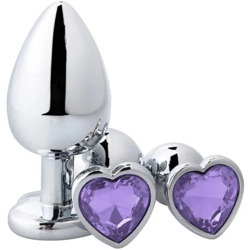 Anal Naughty Toys SMALL Heart Base Metal butt plug Sparkling Purple 7 cm Anal Naughty Toys SMALL Heart Base Metal butt plug Sparkling Purple 7 cm