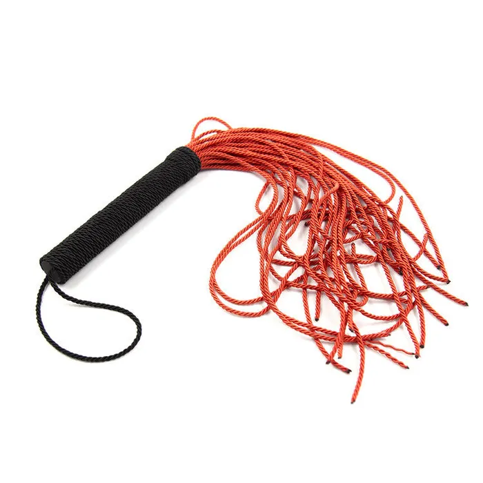 GN Restraints 50cm Faux Leather Tassels Bondage Flogger BlackRed