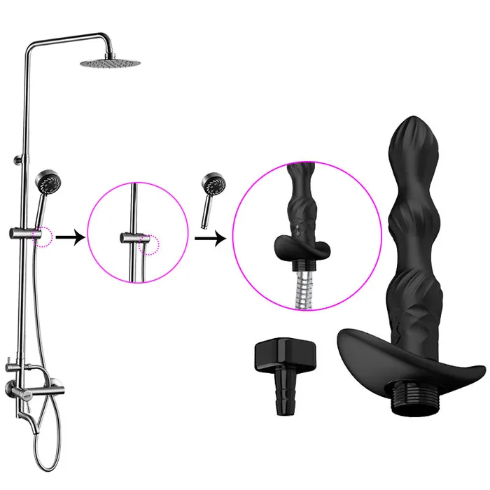 JRL JRL Vibrating Enema Anal Beads Anal Cleaner Black Anal