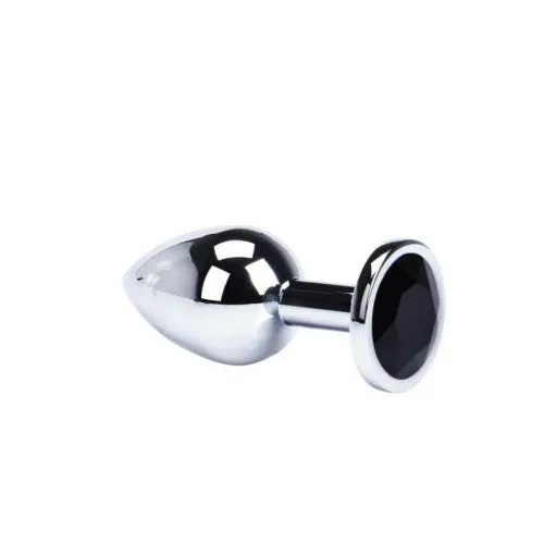 Naughty Toys Anal SMALL Metal Butt Plug Jewel BLACK 7 x 28 cm