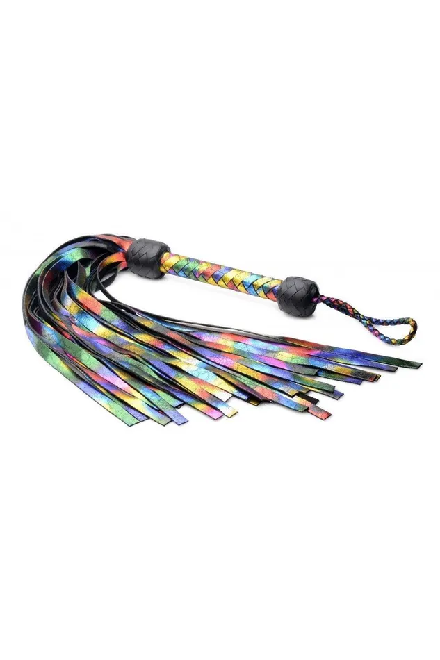 Restraints Sex On the Go Rainbow Leather Flogger Restraints Sex On the Go Rainbow Leather Flogger