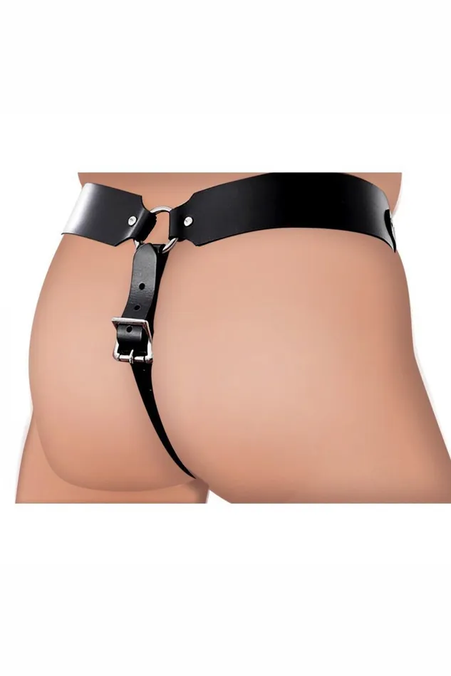 The Safety Net Leather Male Chastity Belt with Anal Plug Harness Sex On the Go Male Sex Toys The Safety Net Leather Male Chastity Belt with Anal Plug Harness Sex On the Go Male Sex Toys