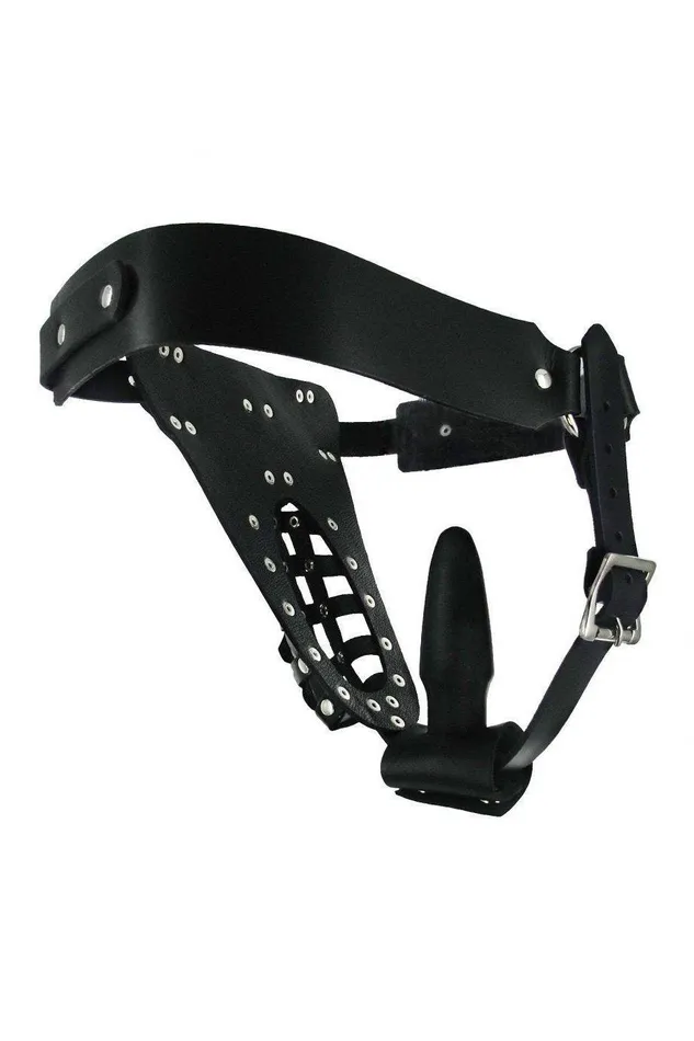 The Safety Net Leather Male Chastity Belt with Anal Plug Harness Sex On the Go Male Sex Toys The Safety Net Leather Male Chastity Belt with Anal Plug Harness Sex On the Go Male Sex Toys